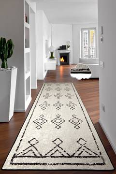 Yidir 80x150cm fluweel Berber patroon zwart-wit hal tapijt