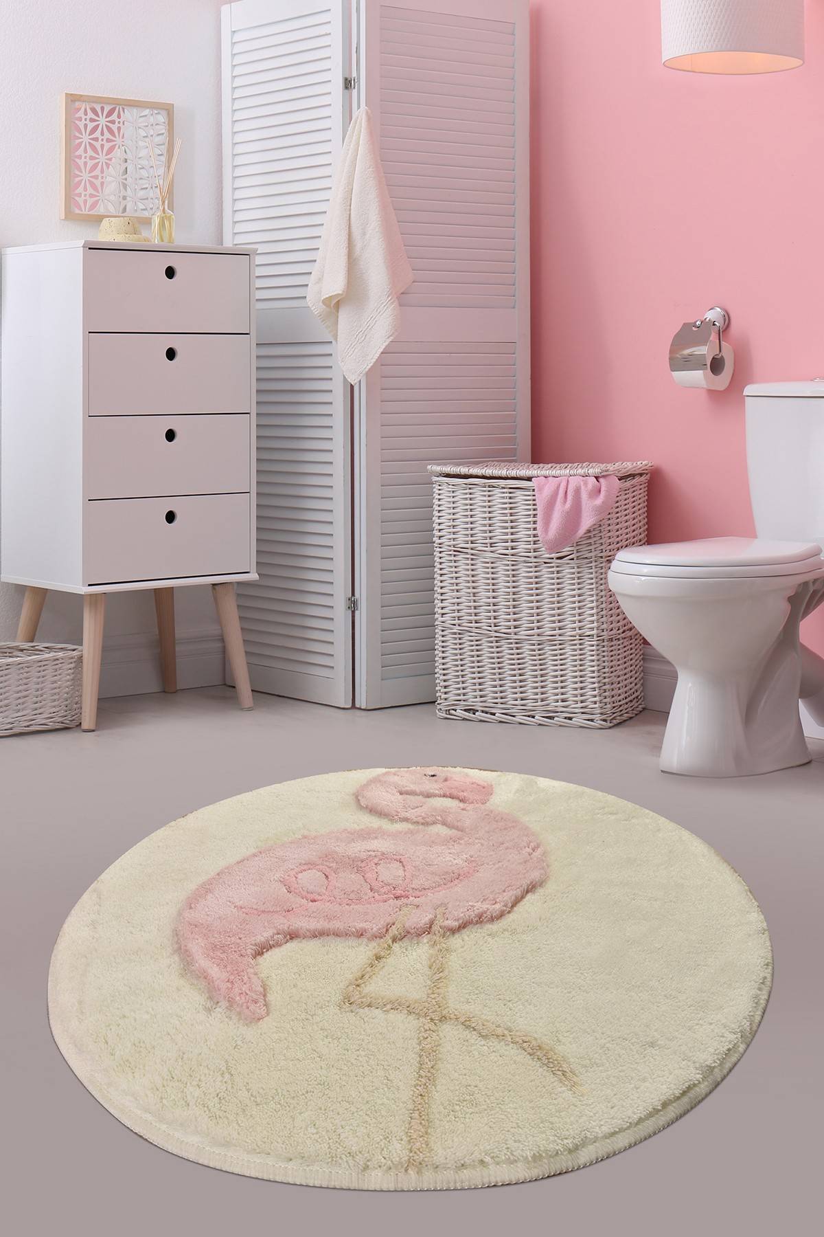 Alfombra de baño acrílica Pink Flamingo
