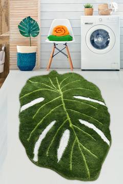 Gulusa alfombra de baño 80x120cm Verde y Blanco
