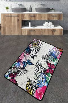 Gemala alfombra de baño 70x120cm Motivo de mariposas y hojas Multicolor