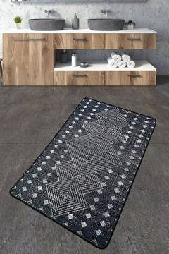 Alfombra de baño Hemma 70x120cm Diseño Losange Blanco y gris oscuro