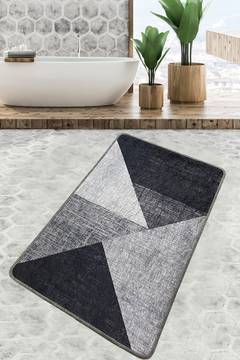 Alfombra de baño Kaliska 70x120cm Diseño de triángulos en rayas grises