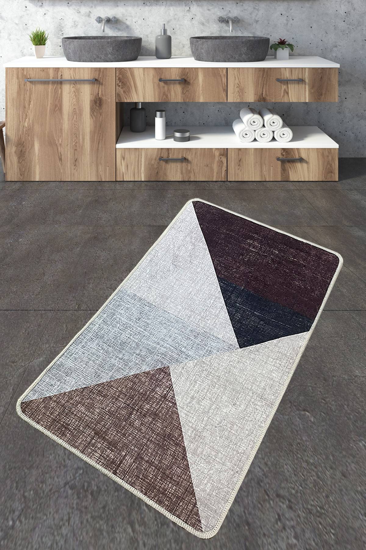 Badkamer tapijt Kaliska 70x120cm Driehoeken patroon in strepen Multicolour