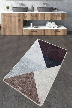 Tapis de salle de bain Kaliska 70x120cm Motif Triangles en rayures Multicolore
