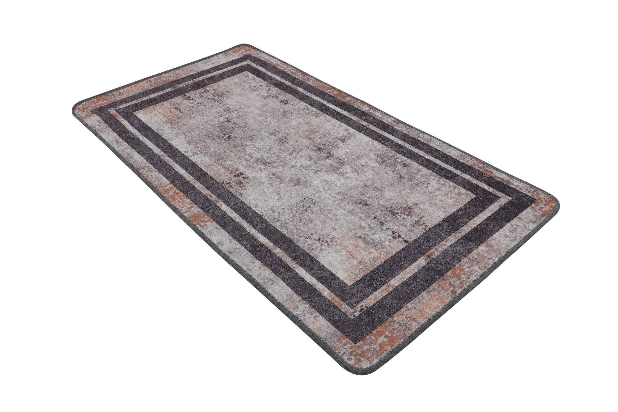 Badkamer tapijt Pekar 70x120cm Roest structuur Rechthoeken patroon Donker bruin