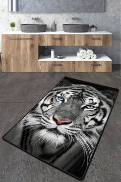 Rechthoekig badkamertapijt Artem tijger 70 x 120 cm Katoen Polyester Grijs