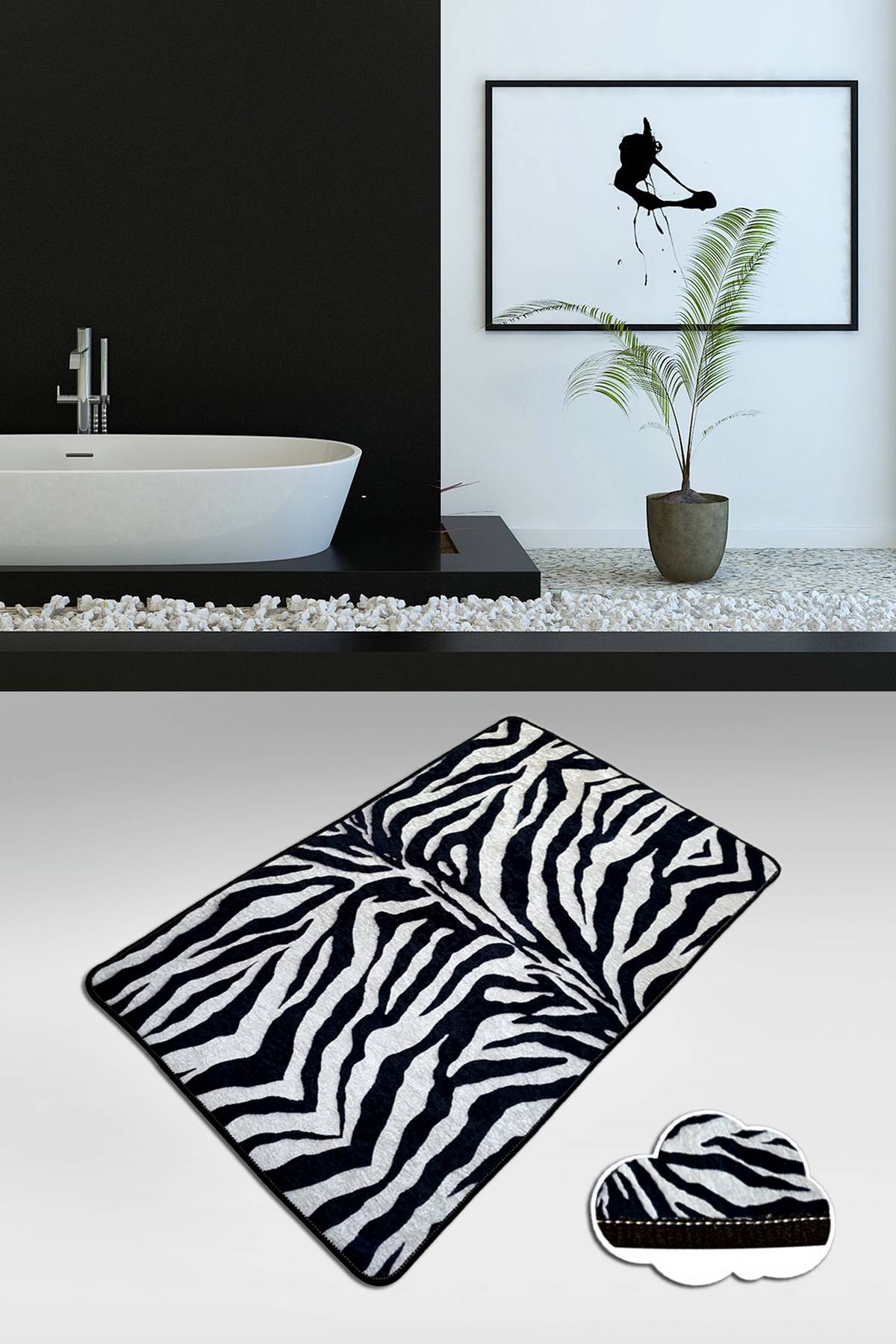 Tappeto bagno rettangolare Artem zebra pattern 70 x 120 cm Velvet