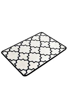 Rechteckiger Badezimmerteppich Ornamel 40x60cm Geometrisches Muster Weiß