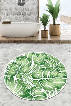 Tappeto da bagno rotondo Foliacel Ø100cm Motivo vegetale Verde