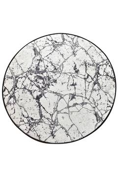 Alfombra de baño redonda Artemus D100cm Efecto mármol blanco