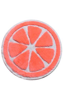 Desena runder Badezimmerteppich D90cm Velours Zitrusfruchtmuster Orange und Weiß