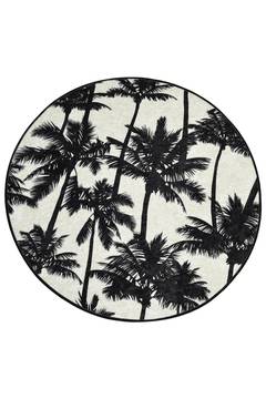 Rond badkamertapijt Artem palmbomen Micro Polyamide Wit en Zwart
