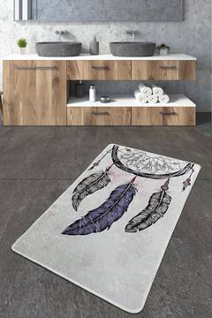 Badezimmerteppich Ruyalar Traumjäger-Motiv Schwarz, Violett und Weiß