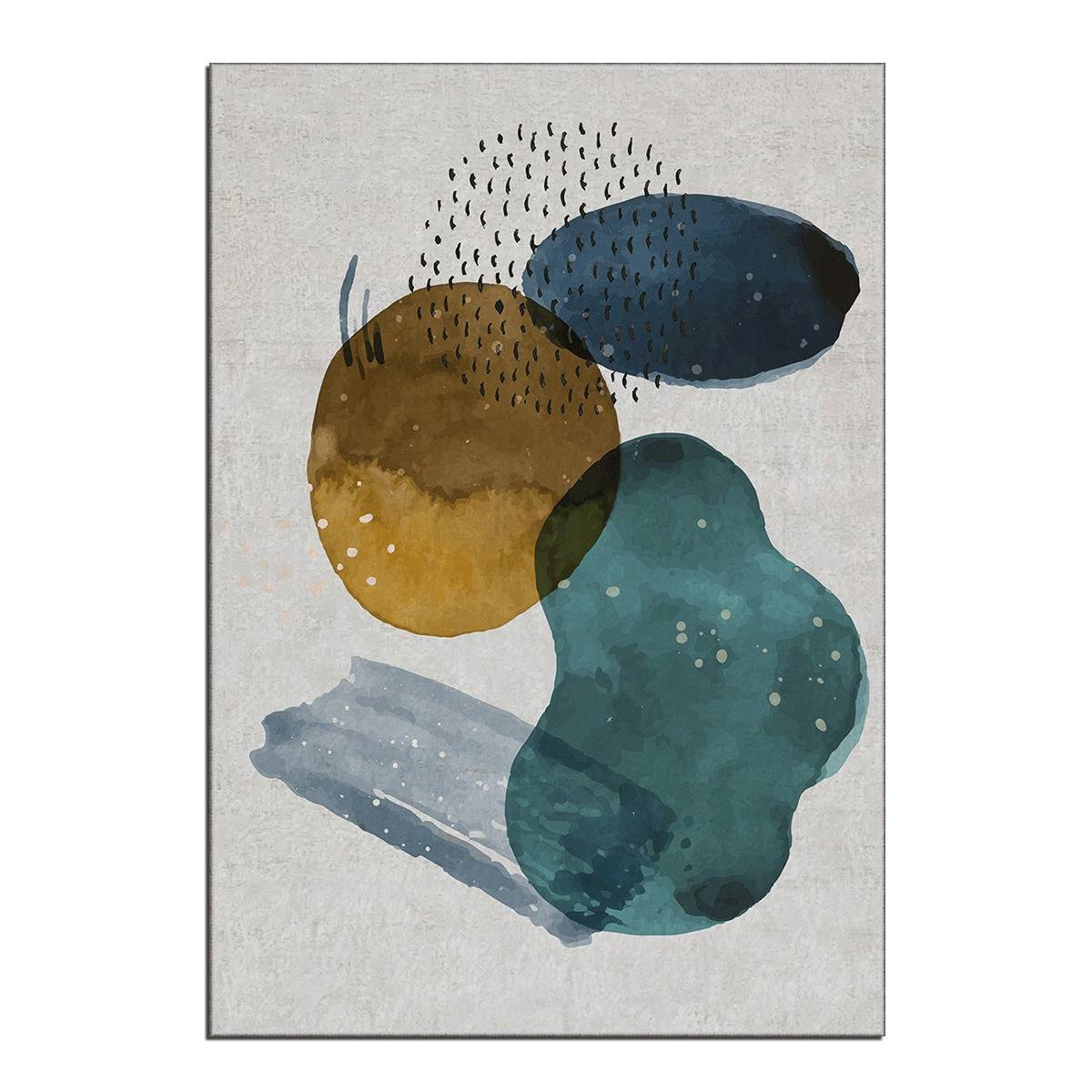 Eben Teppich 100x140cm Abstraktes Muster Flecken Gelb, Blau und Grün