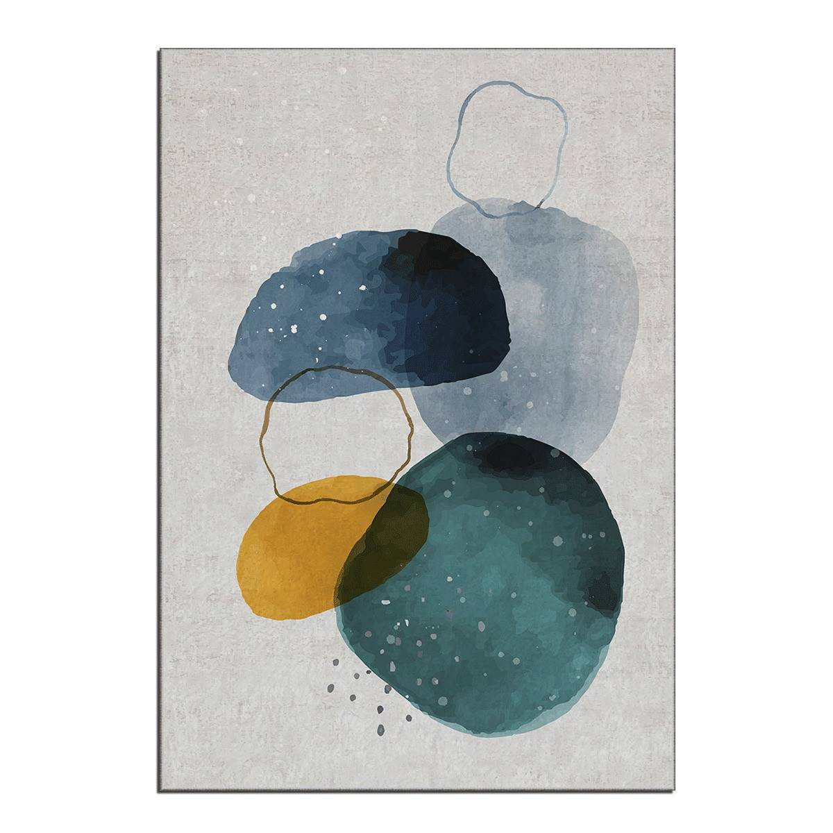 Alfombra Eden 160x230cm Motivo abstracto con manchas azules, verdes y amarillas