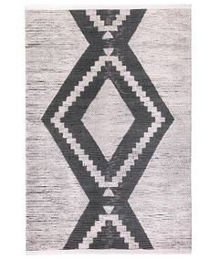 Tappeto Elias 100x400cm 100% velluto motivo berbero bianco e nero
