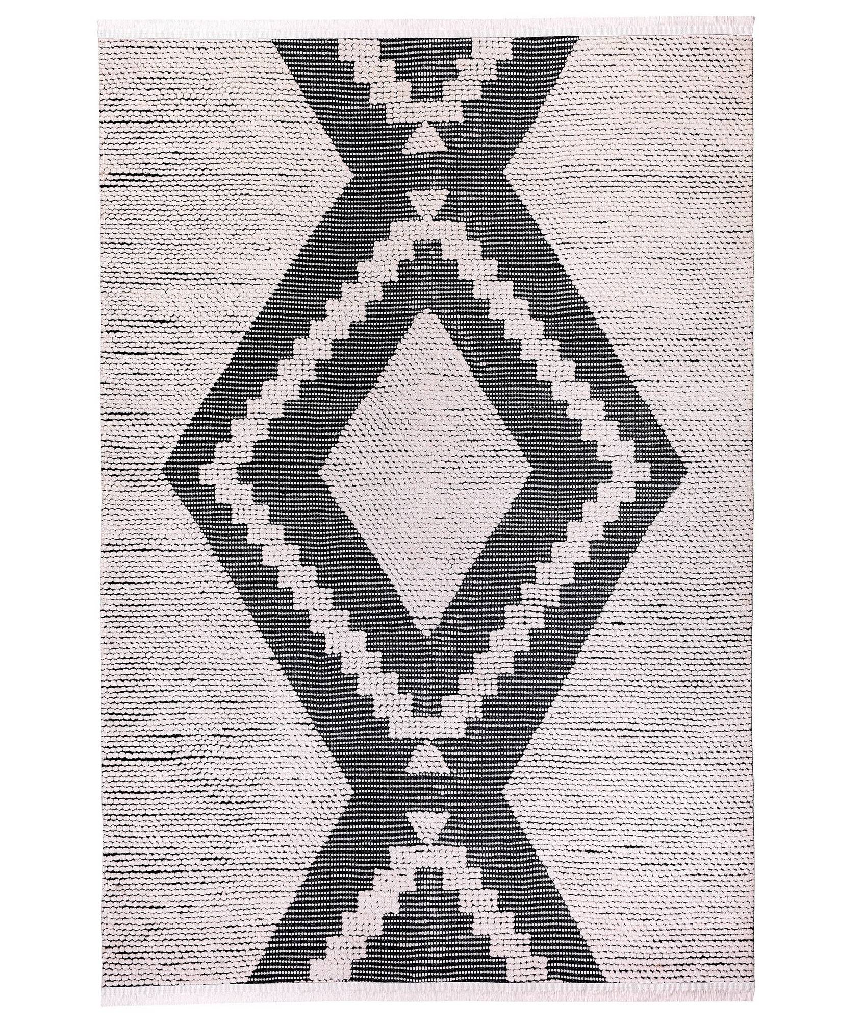 Tapijt Elias 180x290cm 100% Fluweel Berber Patroon Zwart-Wit