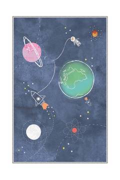 Alfombra infantil Planetarius 100x150cm Tela con motivo Galaxy Azul