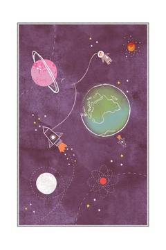 Tappeto per bambini Planetarius 80x150cm Tessuto motivo galassia Viola