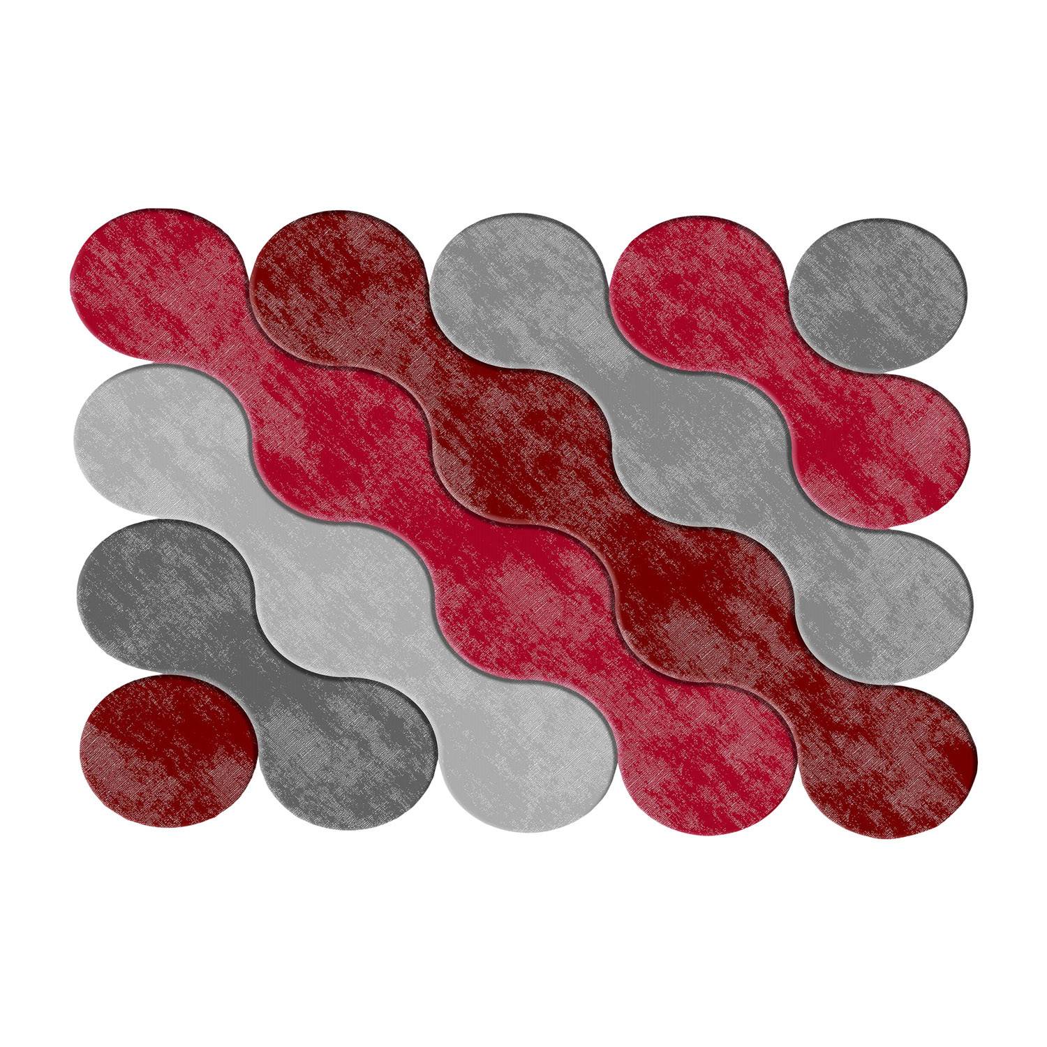 Feraron Teppich 120x180cm Motiv Kreise kombiniert mit Rot und Grau