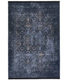 Hadorn Teppich 100x400cm Viktorianisches Muster Blau und Schwarz