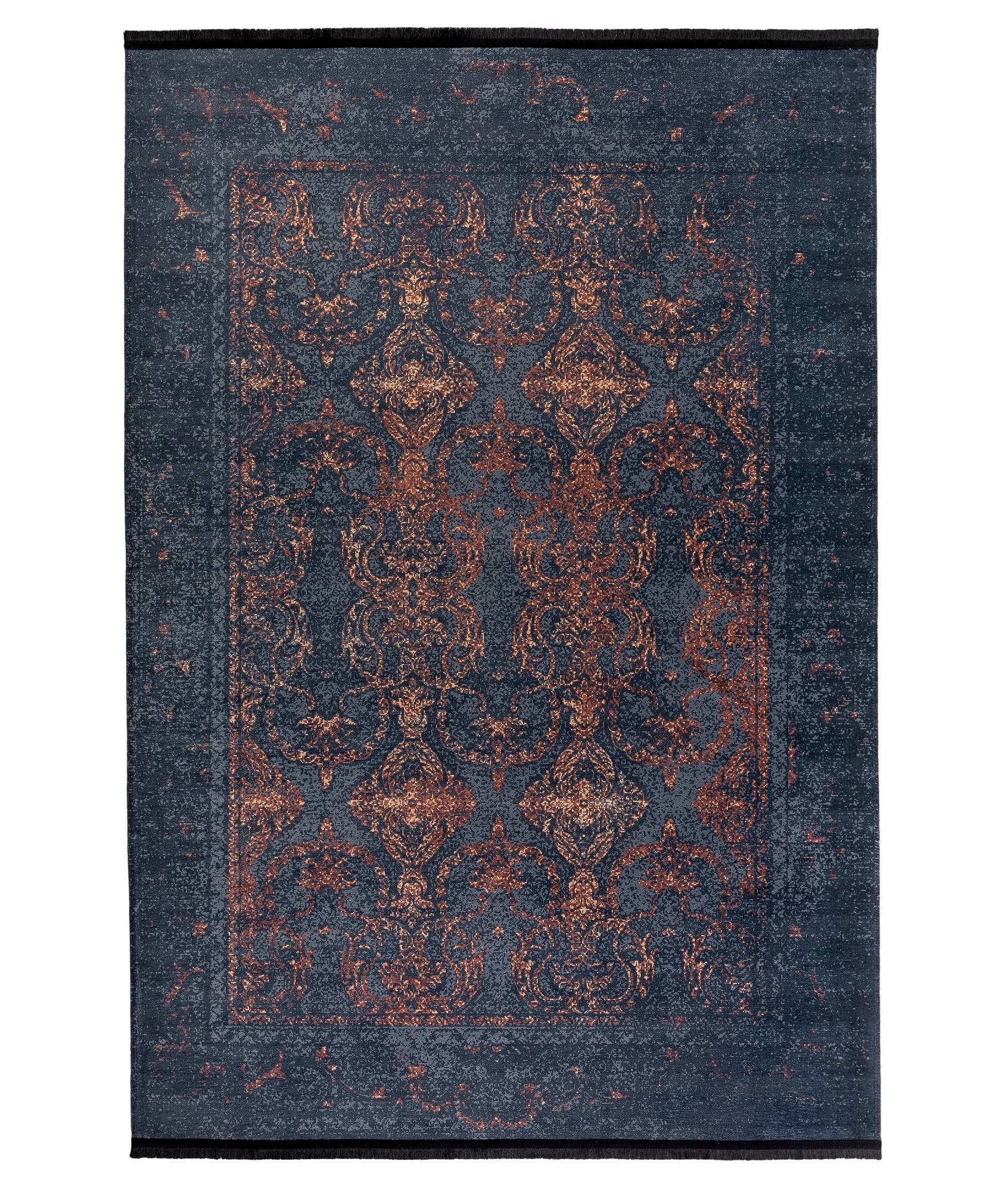 Hadorn Teppich 160x230cm Viktorianisches Muster Orange und Schwarz