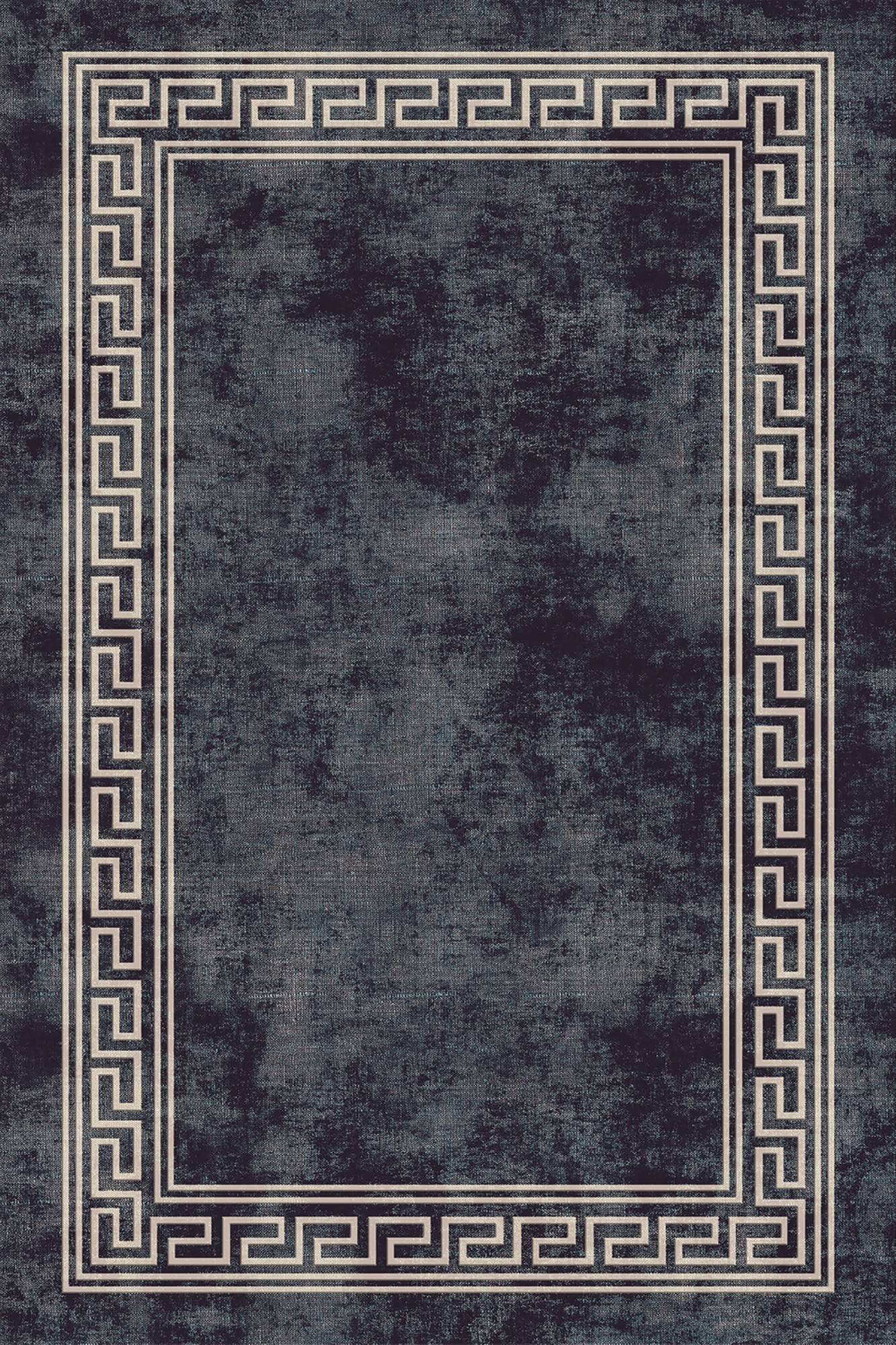 Irat tapijt 120x180cm Grieks patroon Donker grijs en wit