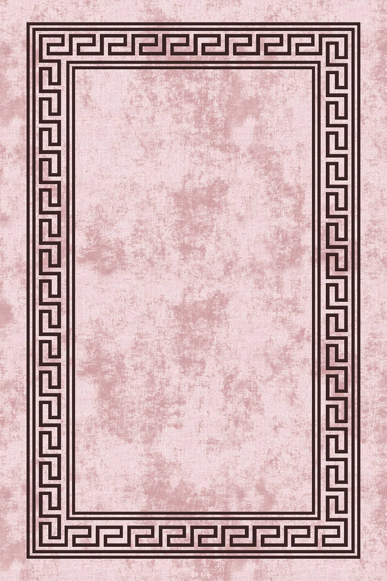 Tapis Irat 120x180cm Motif Grec Rose et Blanc