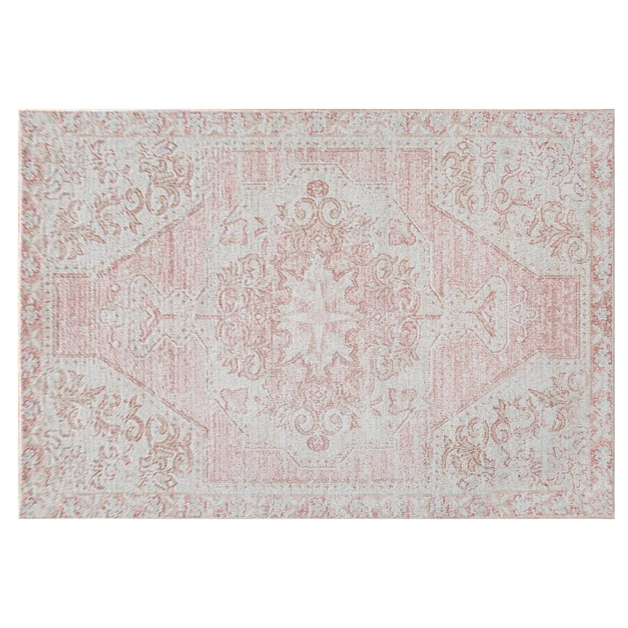 Jebil tapijt 160x230cm Bloemenpatroon Wit crème en Roze