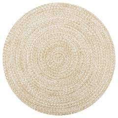 Namibia alfombra redonda de yute diseño trenzado Blanco y Natural D120cm