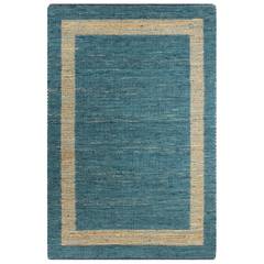 Togo jute tapijt 120x180cm Katoen Blauw en Beige