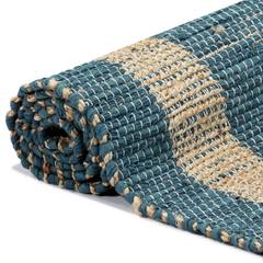 Togo jute tapijt 80x160cm Katoen Blauw en Beige
