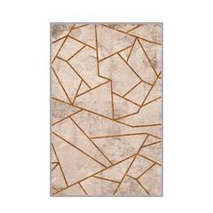 Tappeto Ken 120x180cm Beige effetto cemento e linee geometriche astratte Oro