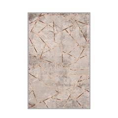 Tapijt Ken 160x230cm Beige beton effect en geometrische lijnen abstract Goud
