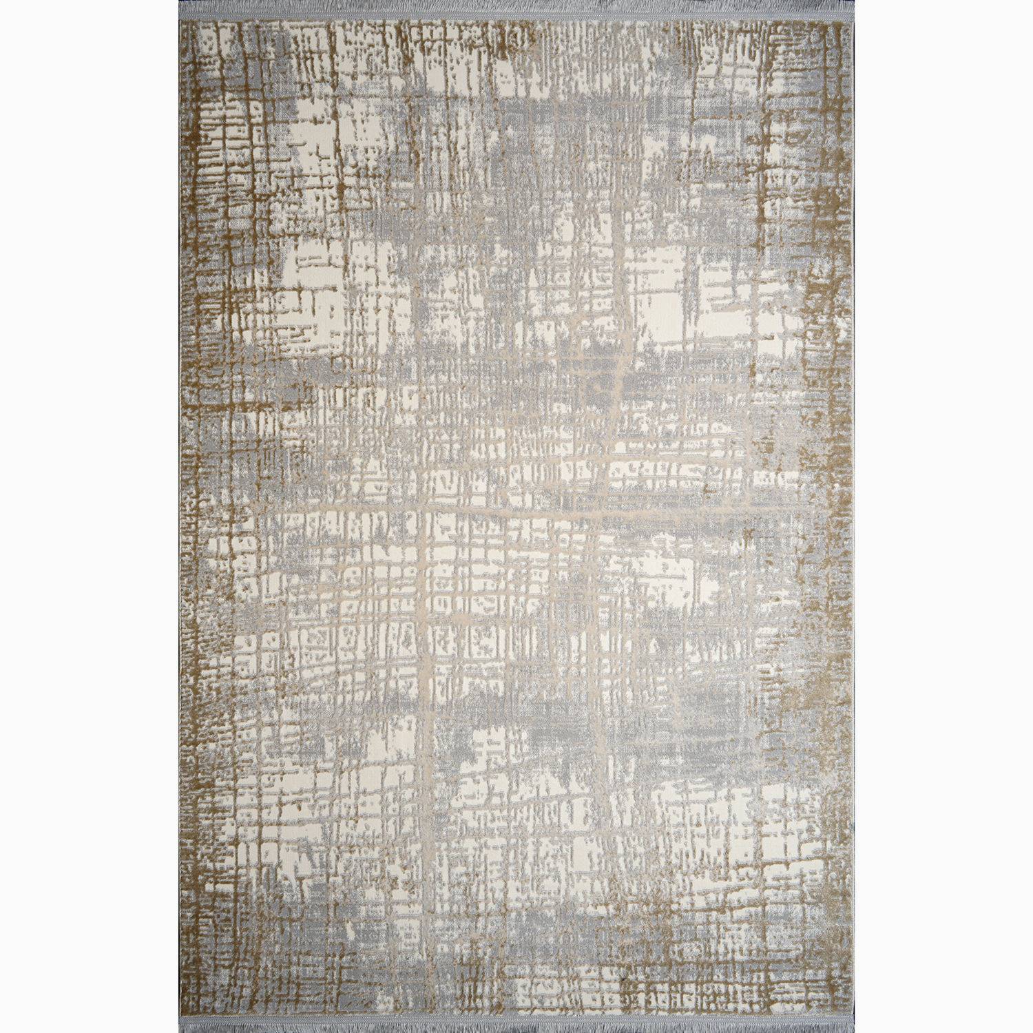 Tappeto Ketuss 100x300cm Tessuto a strisce grigio e giallo
