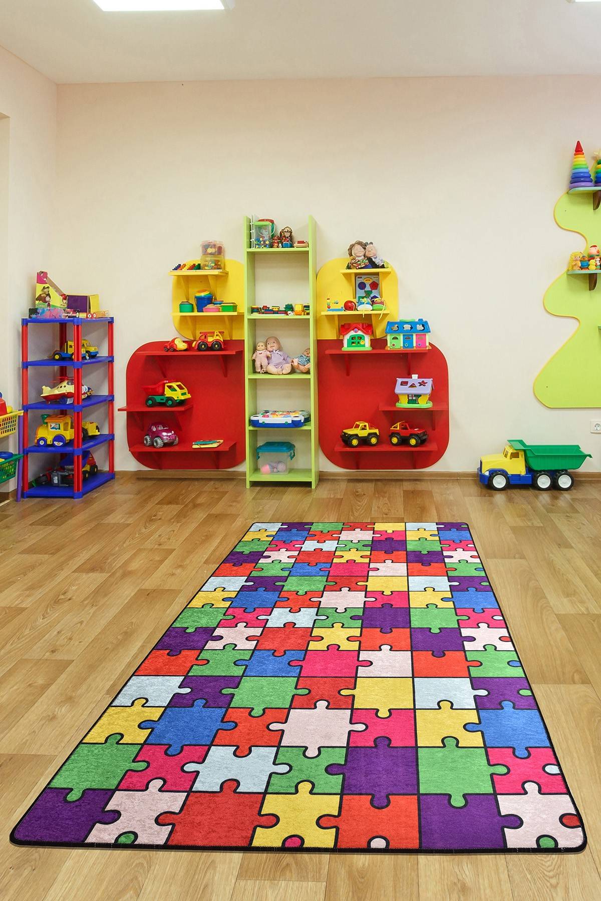 Tappeto Kiki 100x300cm Velluto Puzzle Multicolore