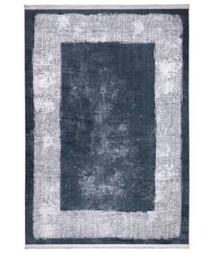 Tappeto Kimsan 100x400cm 100% velluto con motivo a rettangolo bianco e grigio antracite