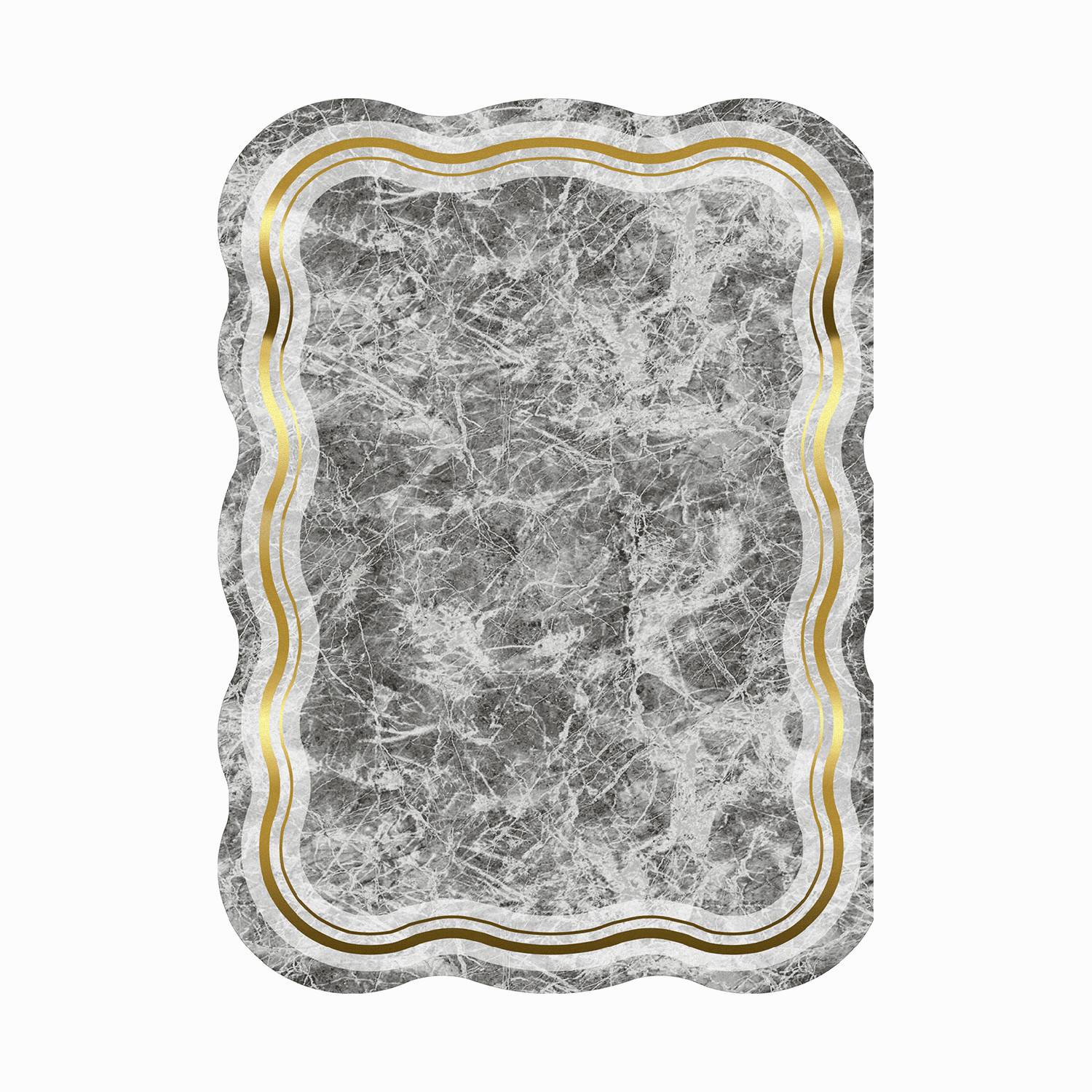Kiros tapijt 80x300cm Gekraakt grijs en goud patroon