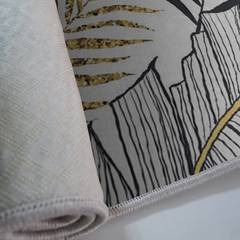 Maiko Teppich 100x140cm Blättermuster Grau, Schwarz und Gelb