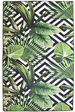 Tappeto Malisa 80x150cm Velluto motivo Losange e foglie tropicali