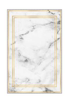 Alfombra Ozos 50x80cm Efecto mármol blanco y marcos dorados