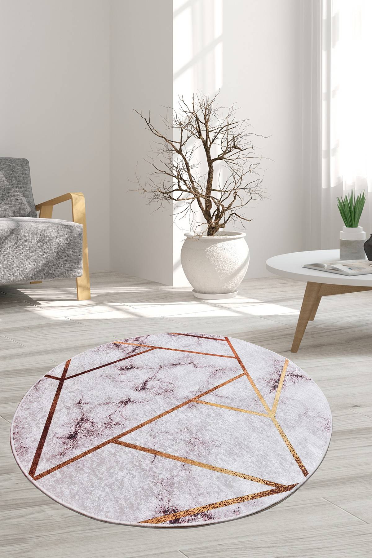 Tapis blanc moderne pour salon, couverture de table circulaire