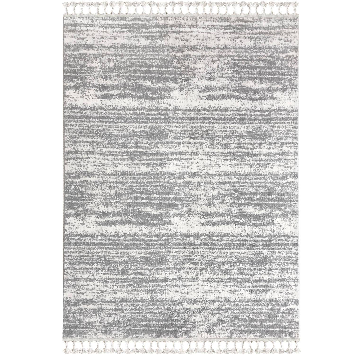 Tappeto rettangolare Morgall 120x180cm Tessuto Bianco e Grigio