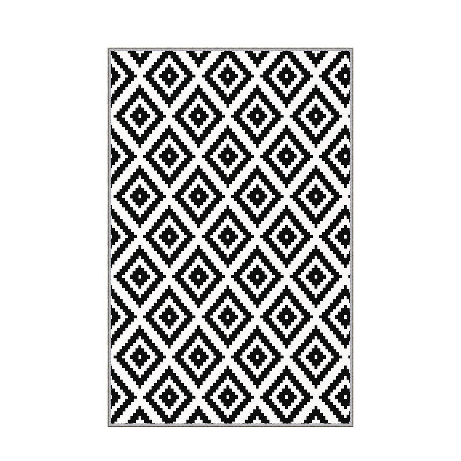 Tapis Doré Design Avant-Garde Bloc Géométrique Noir Blanc Gris