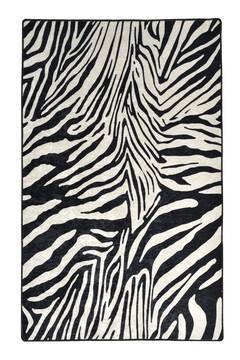Tappeto Dola 160x230cm Velluto motivo pelle di zebra Bianco e Nero