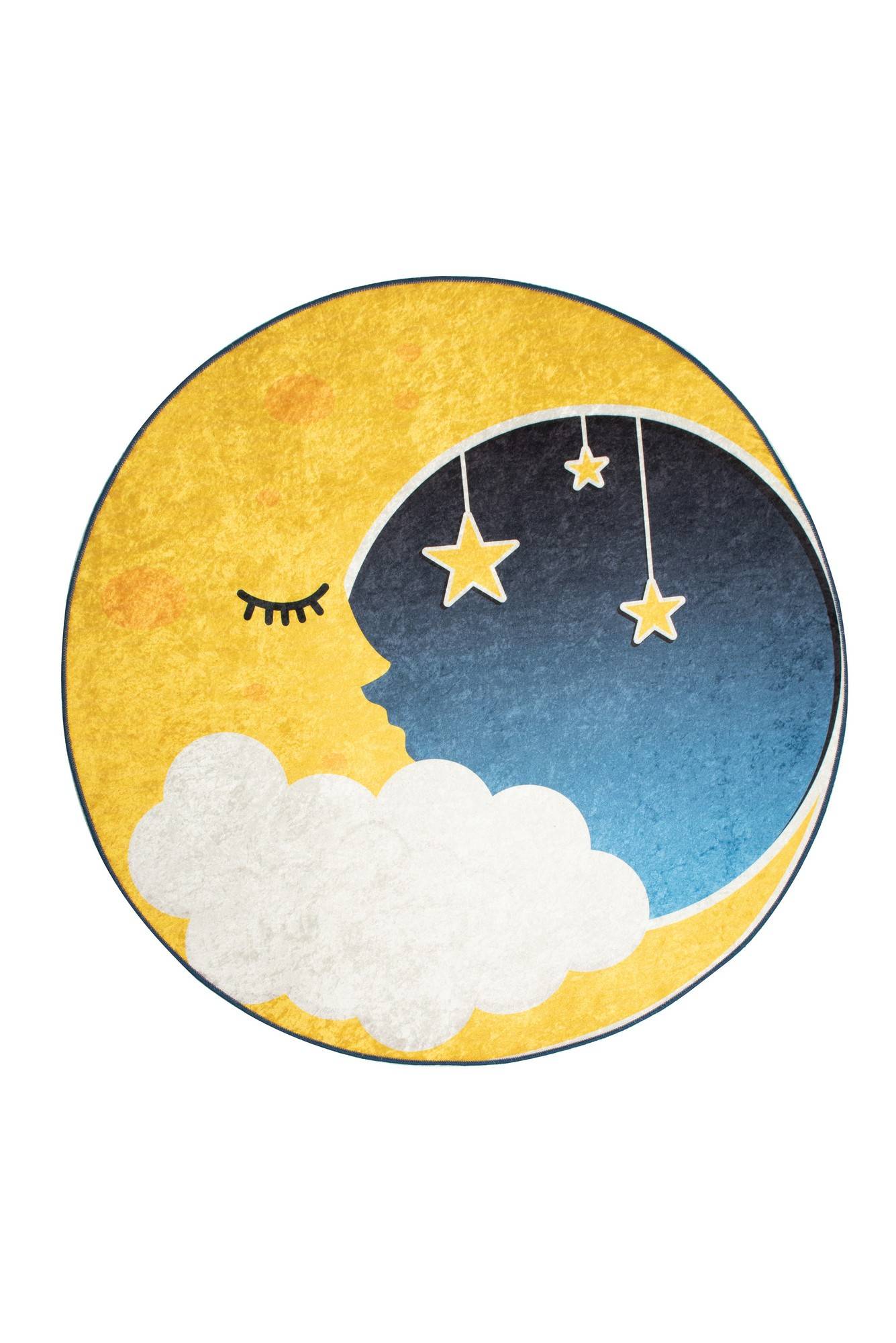 Tapis rond Tsuki D140cm Velours Motif Lune dormante