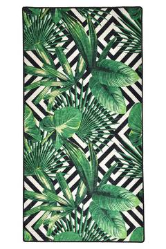 Tapis Malisa 120x180cm Velours Motif Losange et feuilles tropicale