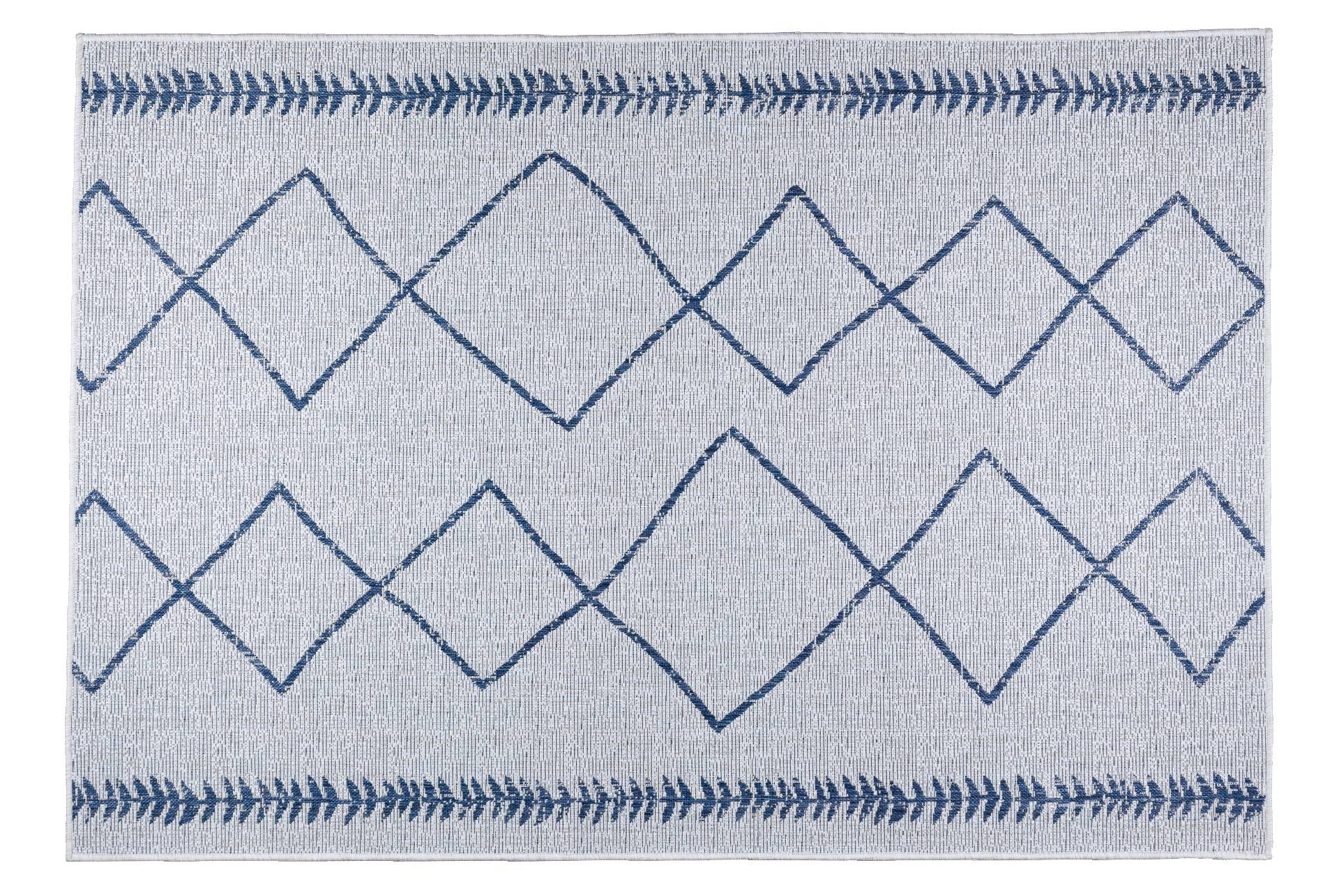 Alfombra Tawri 160x230cm Abstracto Patrón Geométrico Azul Marino