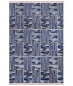 Tapijt Uzoma 80x150cm Jute patroon met marineblauwe en beige strepen