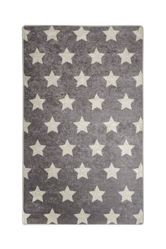 Yaldiz Teppich 100x160cm Velours Sternenmuster Weiß und Grau